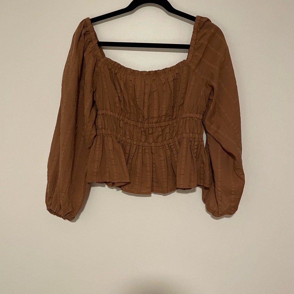 J. Crew golden brown square neck top